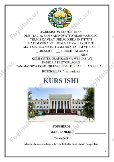 animatsiya hosil qiluvchi dasturlar bilan ishlash bosqichlari — DOCX