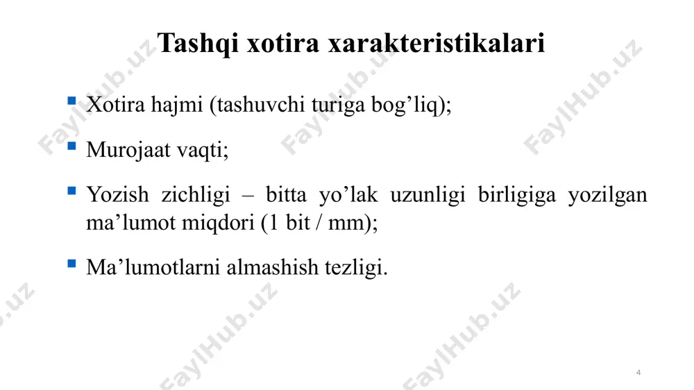 iqaruvchilar: hewlett packard, sony, ibm 30 tashqi xotira turlarini taqqoslash cd-disklar 650-700 mbayt dvd-disklar 500 gbaytgacha flesh-xotira 2 tbaytgacha vinchestrlar 4 tbaytgacha strimerlar (magnit lentalar) 4 tbaytgacha maksimal hajm bo’yicha: cd-disklar 8 mbayt/s gacha dvd-disklar 33 mbayt/s gacha flesh-xotira 60 mbayt/s gacha vinchestrlar 125 mbayt/s gacha strimerlar (magnit lentalar) 160 mbayt/s gacha maksimal tezlik (o’qish) bo’yicha: 31 raid (англ. redundant array of independent disks — mustaqil disklarning ortiqcha massivi) avvalo, raid massivi bir nechta qattiq disklarni bitta mantiqiy elementga birlashtirib, kompyuteringizning qattiq disklari (hdd) uchun yuqori nosozliklarga chidamliligini ta'minlash imkonini beradi. shunga ko'ra, ushbu texnologiyani amalga oshirish uchun sizga kamida ikkita qattiq disk kerak bo'ladi. bundan tashqari, raid juda qulay, chunki ilgari zaxira manbalariga (flesh-disklar, tashqi qattiq disklar) ko'chirilishi kerak bo'lgan barcha ma'lumotlar endi "xuddi shunday" qoldirilishi mumkin, chunki uning to'liq yo'qolishi xavfi minimaldir va nol, lekin har doim emas, bu haqida bir oz pastroq. raid - arzon narxlardagi disklarning …