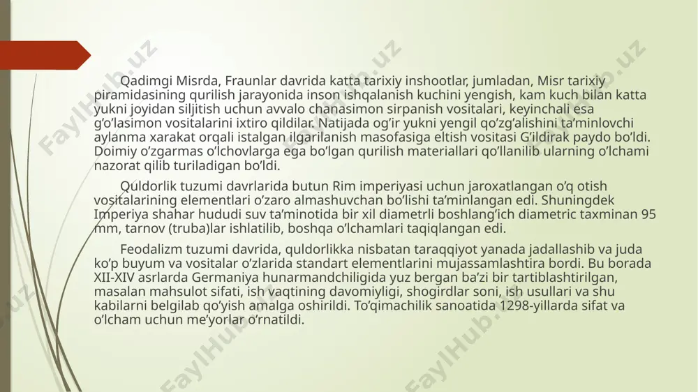 tirish, metrologiya va sertifikatlashtirish bo’yicha milliy organ bo’lib, ularning xolati va keyinchalik rivojlanishiga ma’sul o’zdavstandart tomonidan o’rnatiladi. standartlashtirishning masalasi oliy qonun organlari tomonidan ko’rila boshladi va 1993-yil 28-dekabrda “standartlashtirish” qonuni ishlab chiqildi. qonun bilan quyidagi standartlashtirish maqsadlari belgilab berilgan. - davlat manfaatlarini va istemolchilarning huquqlarini himoya qilish, aholining maxsulotlar hayoti, salomatligi va mol mulki. atrof-muhit uchun xavfsizligini ta’minlash; bu maqsadni amalga oshirish uchun o’zdss tomonidan o’zrx 51-010 raxbariy hujja, uning asosida iso/mek 51 qo’llanma “standartlarni tayyorlashda xavfsizlik masalalariga umumiy talablar” qabul qilingan. raxbariy hujjatda xavfsizlikka oid talabalar klassifikatsiya qilingan, ulardan: -jarohatlanish; -elektr tokidan shikastlanish; -ekstrimal harorat; -yong’in; -portlash; -kimyoviy moddalar ta’siri; -biologik moddalar ta’siri; -nurlanish. o’zdavstandart va tabiatni muxofaza qilish davlat qo’mitasi xalqaro standart asosida davlat standarti o’z dst iso 64 “mahsulot standartlarida atrof muxitni ximoya qilish aspektrlarini ko’rsatish” bo’yicha qo’llanmalar ishlab chiqildi. standartni tasdiqlash va davlat ro’yxatidan o’tkazish standart uni tasdiqlagan tashkilotning qarori bilan tasdiqlanadi. standart muddati chеklanmagan yoki …