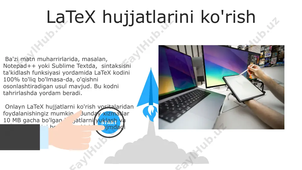 tiladi. tegishli dasturlarni yuklab olish overleaf kabi onlayn latex muharrirlaridan foydalanish sizga hech qanday dasturni yuklab olishdan qochadi va brauzer orqali ishlash imkonini beradi, biroq internet aloqasi talab etiladi. miktex kabi minimal latex taqsimotini tanlash orqali siz faqat kerakli paketlarni o'rnatishingiz va disk maydonidan tejashingiz mumkin, bu esa 500 mb dan kamroq joy egallaydi. 06 05 04 operatsion tizimingizni aniqlash 01 02 operatsion tizimingizni aniqlash uchun "settings" yoki "system preferences" ga o'ting va "about" yoki "haqida" bo'limiga qarang. u yerda siz operatsion tizimingizning nomi (masalan, windows 10, macos 12 monterey, ubuntu 22.04) va versiya raqamini topasiz. kompyuteringizning xususiyatlarini tekshirish orqali, masalan, 64-bit yoki 32-bitli ekanligini aniqlash mumkin. bu latexni o'rnatish jarayonida muhim rol o'ynaydi, chunki ba'zi distributivlar faqat ma'lum bitli tizimlar uchun mos keladi. tex editorini o'rnatish ba'zi tex muharrirlarida, masalan, texstudio yoki texmakerda, ko'plab qo'shimcha funksiyalar mavjud, jumladan, 10 dan ortiq sintaksisni qo'llab-quvvatlash va avtomatik kod to'ldirish xususiyati. tex …