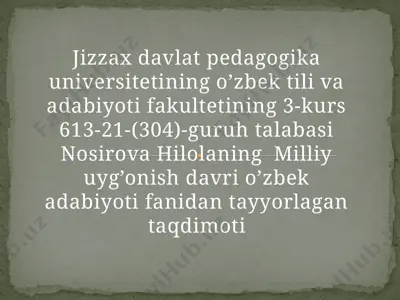 ubaydulla zavqiyning milliy uygonish davri — PPTX