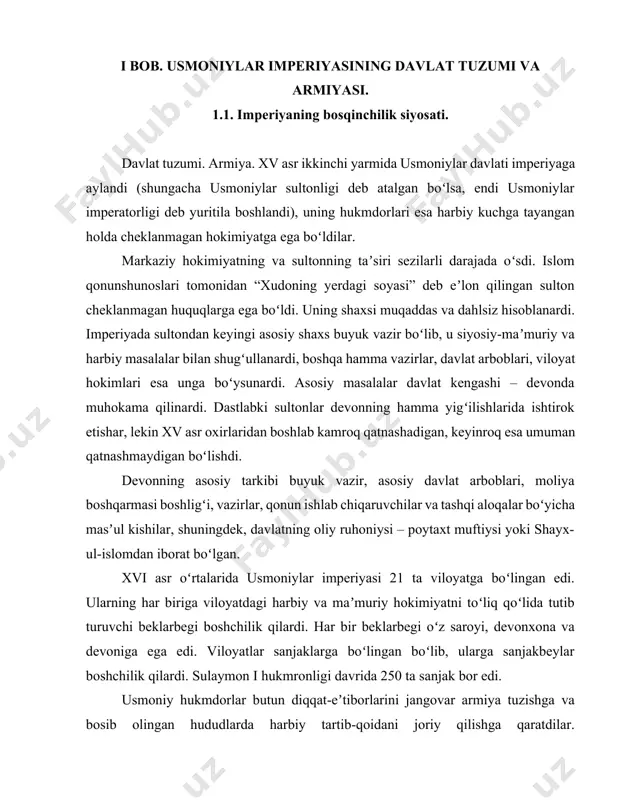 likdagi armiyasi ham juda kuchli edi. bu armiya “saroy qullari” deb ataluvchi markaziy qoʻshin va viloyatlardagi koʻngillilar qismlaridan iborat edi. markaziy qoʻshinda butunlay davlat tomonidan taʼminlanadigan yanicharlar korpusiga alohida eʼtibor qaratilar edi. bundan tashqari, qoʻshinda artilleriya qismlari ham alohida ahamiyatga ega boʻlib, turk sultonlari uning holati yaxshi boʻlishi uchun koʻproq qaygʻurar edilar. sulaymon armiyasida 300 dan ortiq turli hajmdagi toʻplar bor edi. yanicharlarning piyodalar korpusidan tashqari sultonning otliq gvardiyasi ham mavjud boʻlib, u yurishlar paytida sulton va buyuk vazirni qoʻriqlar, janglarda yanicharlarga yordam berar edi. turk sultonlarining markaziy hokimiyatni mustahkamlash uchun qilgan harakati qoʻshin sonining oshib borishida ham oʻz aksini topdi. xv asr oʻrtalarida yanicharlar korpusi hammasi boʻlib 3 –5 ming kishidan iborat boʻlgan boʻlsa, sulaymon davriga kelib 12 ming kishini tashkil etdi. umuman muntazam armiyada shu davrda 50 ming kishi xizmat qilardi. usmoniylar armiyasining asosiy qismini viloyatlardagi koʻngillilar tashkil qilardi. ayrim maʼlumotlarga koʻra, sipohiylar armiyasi xvi asr oʻrtalarida 130 …