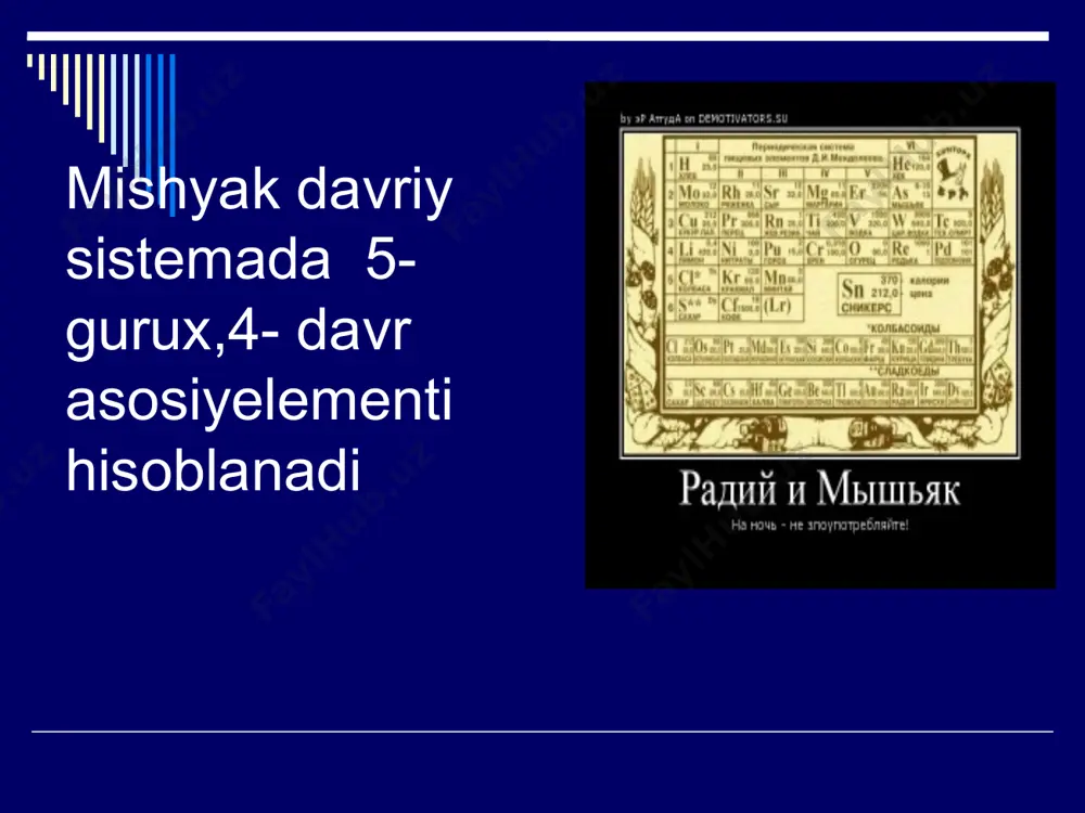 mishyak, surma va vismutning birikmalari, xossalari va olinishi - Page 4
