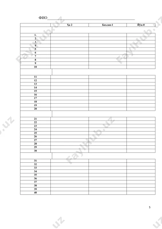 ўз психик ҳолатларини баҳолаш тести - Page 5