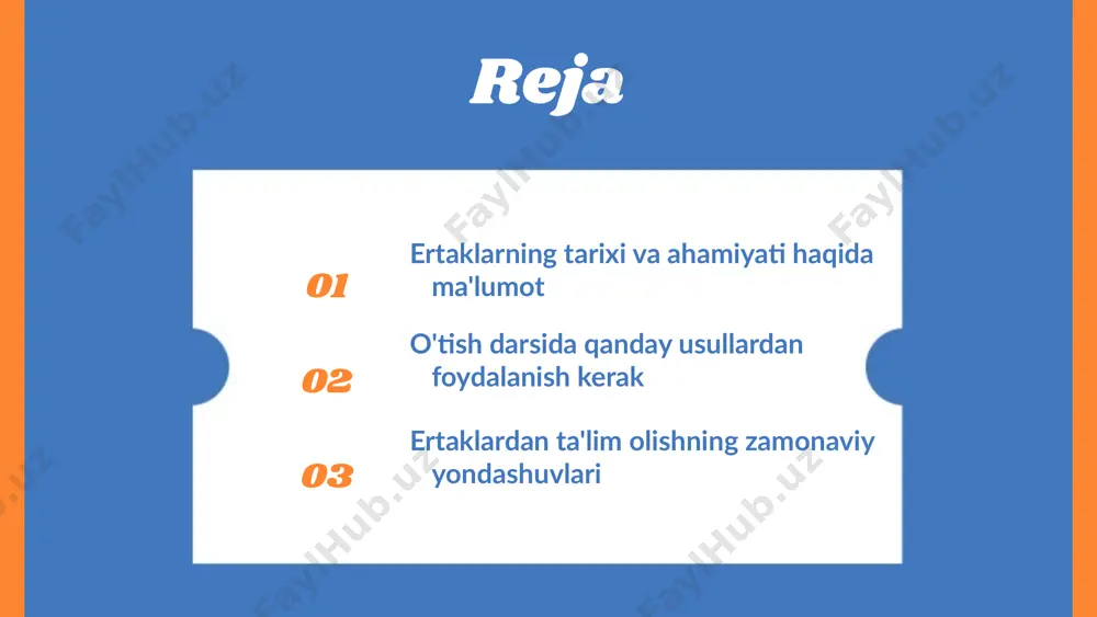 ifoda etishlari uchun imkoniyat yaratadi. 2. guruhli ishlash: talabalar kichik guruhlarda ishlab, bir-biridan o'rganishlari mumkin. 3. rol o'ynash: ushbu metod hikoyalarni jonlantirishga yordam beradi va talabalarni faol ishtirok etishga undaydi. o'tish darsining maqsadlari talabalarni jalb qilish, ularning bilim va ko'nikmalarini oshirish va o'zaro ta'sirni ta'minlashdir. faol ishtirok muhim, chunki bu talabalarning o'z-o'zini anglashiga va darsda qiziqishlarini oshirishga yordam beradi. o'tish darsining asosiy usullari haqida umumiy ma'lumot muammoli ta'lim usuli, talabalarga muammolarni hal qilish orqali bilim olish imkonini beradi. bu usul o'quvchilarni o'z fikrlarini rivojlantirishga va tanqidiy fikrlashga undaydi. afzalliklari: o'quvchilarning faol ishtiroki va muammolarni real hayotda qanday hal qilishni o'rganish. guruhlarda ishlash usuli, o'quvchilarni jamoa sifatida ishlashga undaydi. bu usul o'zaro fikr almashish va hamkorlik orqali samarali o'rganishni ta'minlaydi. afzalliklari: guruh ichidagi muvofiqlik va jamoaviy ruhni oshirish. o'yinlar va simulyatsiyalar, o'quv jarayonini qiziqarli va interaktiv qilish uchun foydalaniladi. bu usul orqali o'quvchilar nazariyani amaliyot bilan bog'lab, ko'proq faol ishtirok etadilar. …