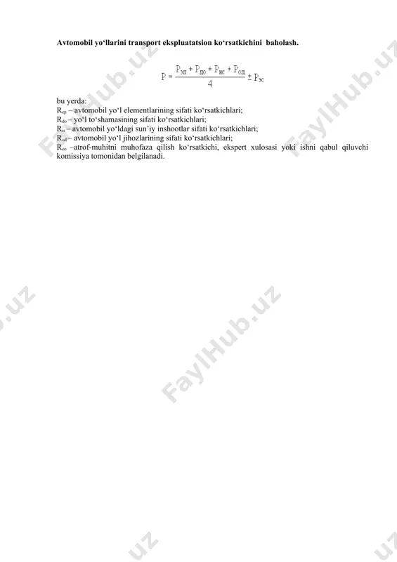 avtomobil yo‘llarini transport ekspluatatsion ko‘rsatkichini baholash - Page 3