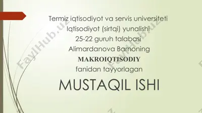 termiz iqtisodiyot va servis universiteti — PPTX