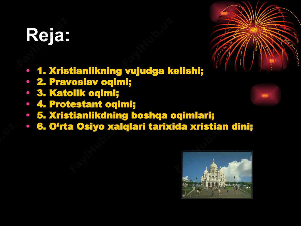 bois yahudiylikning xristianlikning shakllanishida yaxudiylikning ta’siri salmoqli bo’lgani, shubhasiz. xristianlikning asosiy g’oyasi – isoning odamzodning xaloskori «messiya» ekanligi yahudiylikda mavjud bo’lib, oxiratga yaqin kelishi kutilayotgan xaloskor haqidagi ta’limotdan kelib chiqqandir. keyinchalik bu ta’limot xudoning mujassamlanishi yoki isoning ikki xil – odam va xudo mohiyati haqida «gunohni yuvish», ya’ni isoning o’zini ixtiyoriy tarzda qurbon qilishi haqidagi ta’limot bilan mustahkamlanadi. xristianlik ota-xudo, o’g’il-xudo va muqaddas ruh – uch yuzlik xudo (trinity) to’g’risidagi ta’limotni, jannat va do’zax, oxirat, isoning qaytishi haqidagi va boshqa aqidalarni o’z ichiga oladi. xristianlikdagi oqimlar xristian cherkovining katolik va pravoslav (ortodoks) cherkovlariga ajralib ketishi rim papasi va istambul patriarxining xristian olamida yetakchilik uchun olib borgan raqobati oqibatida vujudga keldi. ajralish jarayoni rim imperiyasining g’arbiy va sharqiy tafovutlari o’sib chuqurlashib borayotgan asrlardayoq boshlangan edi. 867 yillar orasida papa nikolay va istambul patriarxi fetiy orasida uzil-kesil ajralish ro’y berdi va bu ajralish 1054 yili rasman tan olindi. xvi asr boshlarida katolitsizmdan …