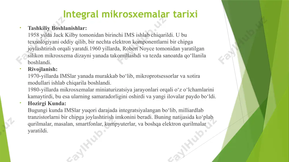 giyalarning asosiy komponentlari hisoblanadi. ularning tasnifi va shartli belgilanishi ko‘plab sohalarda innovatsiyalarni keltirib chiqaradi. kelajakda imslar ishlab chiqarish va foydalanish jarayonida yanada rivojlanib boradi, bu esa texnologiyalarning yanada samarali va ko‘p funksiyali bo‘lishiga olib keladi. image1.jpeg image2.jpeg image3.jpeg image4.jpeg image5.jpeg image6.jpeg image7.jpeg image8.png image9.png image10.jpeg image11.jpeg image12.jpeg image13.jpeg image14.png /docprops/thumbnail.jpeg