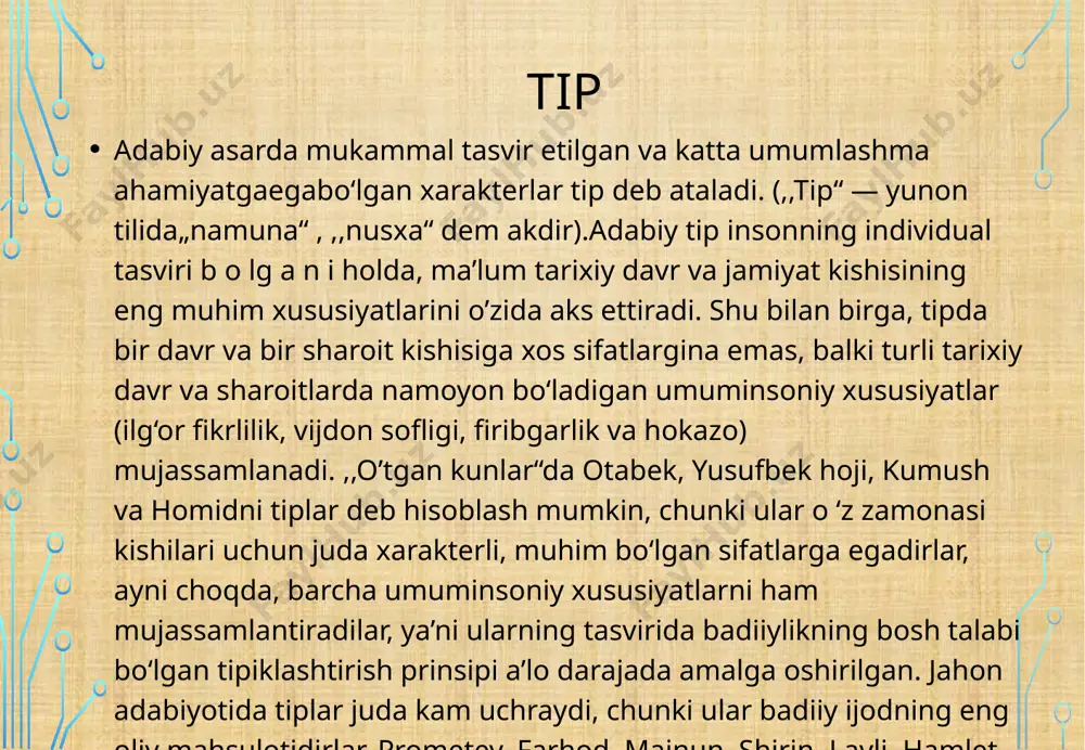 p uchragan hodisalar va kishilar tasviri tariqasida emas, balki yakka hodisalar va kishilar tasviri deb tushunish to'g'riroq bo'ladi. navoiy, otabek va kumush kabi kishilar ular yashagan tarixiy sharoitda kamdan-kam uchraredi. shunday bo'lsa ham, bu obrazlar va xarakterlar adabiyotda hayotning haqqoniy tasviri namunasi bo'lib qoladi, ular hanuz o'quvchilar tomonidan realistik. haqqoniy obrazlar va xarakterlar tarzida tushuniladi. “don juan” – bayron nomini olamga tanitgan asar. “don juan” asari buyuk ingliz shoiri, ozodlik va erkning otashin kuychisi, isyonkor qalb sohibi jorj noel gordon bayron (1788–1824) ijodining yuksak choʻqqisi, jahon adabiyotining shoh asarlaridan biri hisoblanadi. “bekorchi paytlar” deb nomlangan ilk sheʼriy toʻplami bilanoq hurriyat tashnasi, adolat homiysi, mustaqillik jarchisi va ozodlik jangchisi sifatida maydonga chiqqan bayron nafaqat soʻzda, balki amalda ham zulmning har qanday koʻrinishiga, zoʻravonlikka, adolatsizlikka, istibdodga, mustamlakachilik siyosatiga qarshi umr boʻyi kurashdi. u xoʻrlangan, ezilgan, adolatxoh insonlar – istibdod qurbonlari tarafida turib, zamon illatlari va hukmfarmo sinf kirdikorini ayovsiz fosh etdi . …