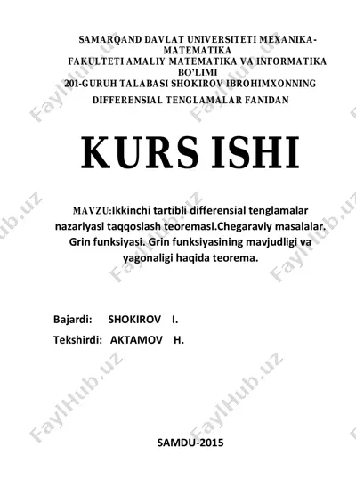 differensial tenglamalar nazariyasi taqqoslash — PDF