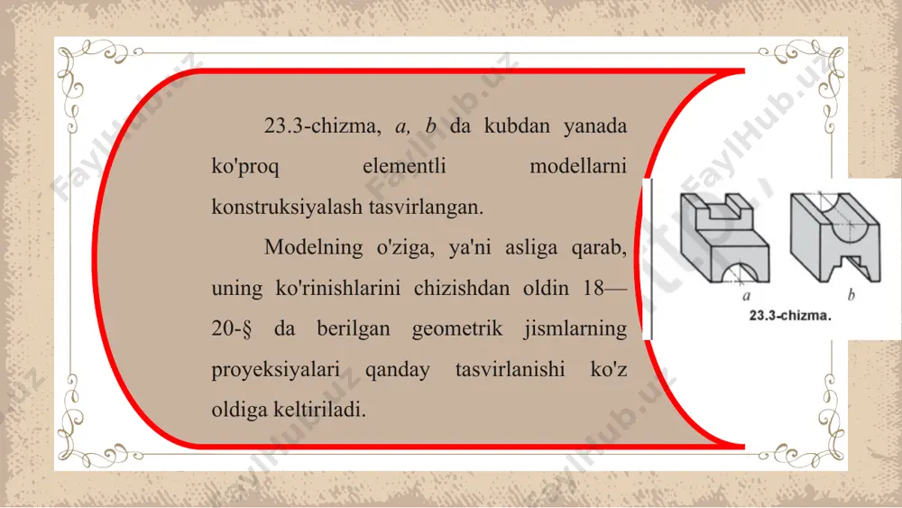 23-24-mavzu texnik modelni konstruksiyalash va uning ko'rinishlarini chizish 8-sinf - Page 5