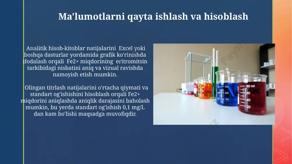 eritmadagi fe2 ni bixromatometrik aniqlash - Page 5