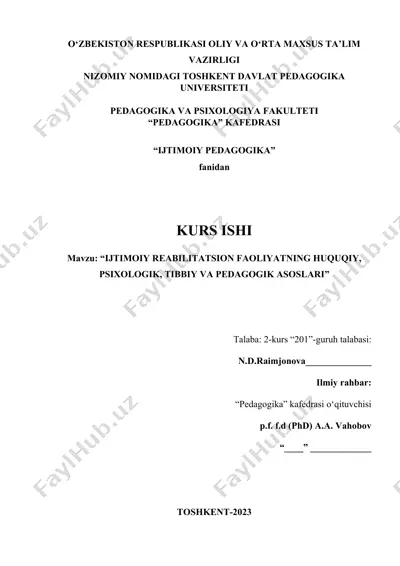 ijtimoiy pedagogika kurs ishi — DOCX