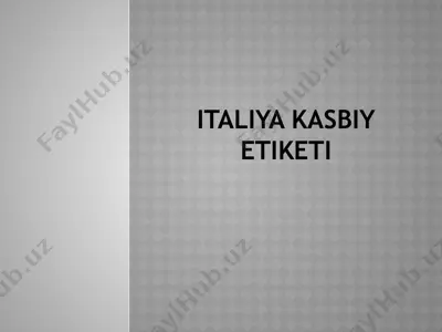 italiya kasbiy etiketi — PPTX