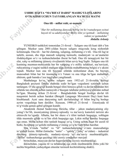 ona tili – millat ruhi, or-nomusi — DOCX