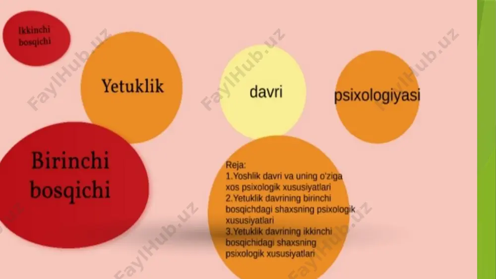 oshqalarga o'rgatish va maslahat berish orqali foydali bo'ladilar. 3. ijtimoiy munosabatlar: 3. ijtimoiy munosabatlar: - keksalik davrida ijtimoiy munosabatlar muhim rol o'ynaydi. insonlar oila a'zolari, do'stlar va jamoat bilan mustahkam munosabatlar o'rnatishga harakat qiladilar. 4. emotsional barqarorlik: - bu davrda ko'plab insonlar emotsional barqarorlikka erishadilar. ular hayotning turli qiyinchiliklariga sabr-toqat bilan munosabatda bo'ladilar. 5. hayotning ma'nosi: 5. hayotning ma'nosi: - keksalik davrida insonlar hayotning ma'nosini anglashga harakat qiladilar. ular o'z hayotlarini tahlil qiladilar va o'z maqsadlarini qayta ko'rib chiqadilar. 6. yolg'izlik va izolyatsiya: - keksalik davrida ba'zi insonlar yolg'izlik va izolyatsiyaga duch kelishi mumkin. ular ijtimoiy munosabatlarni saqlash va faol hayot tarzini yaratishga harakat qilishadi. 7. o'tmish va kelajak: - bu davrda insonlar o'tmishni tahlil qilishadi va kelajak uchun rejalashtiradilar. ular o'z tajribalarini boshqalarga o'rgatish va kelajak avlodlar uchun foydali bo'lishni istaydilar. etiboringiz uchun raxmat image1.png image2.png image3.png image4.png image5.png image6.png image7.png image8.png image9.png image10.png image11.png image12.png image13.png image14.png image15.png …