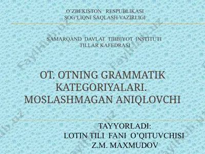ot. otning grammatik kategoriyalari — PPTX