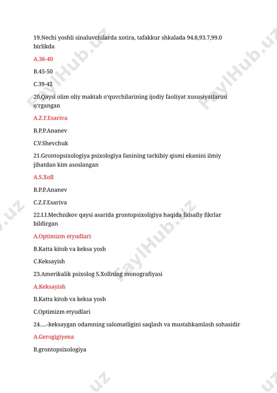 yosh va pedagogik psixologiya fanidan test - Page 4