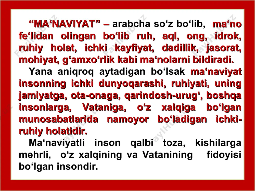 oshlab prezident farmoni bilan navro‘z bayrami qayta tiklanib keng miqyosda bayram qilina boshlandi. emin-wrkin amalga oshirish “din – afyundir” degan g‘oya xalqimizga diniy e‘tiqodini emin-erkin amalga oshirish imkonini bermay keldi. mustaqillikka erishganimizdan keyin dinimizga bo‘lgan munosabat o‘zgardi. 1990-yil 2-iyunda hajga borish haqida prezident farmoni qabul qilindi. shu yili birinchi marta 500 kishi haj amalini ado etdilar. 1992-yil 2-martda vazirlar mahkamasi huzurida din ishlari bo‘yicha qo‘mita tashkil etildi. 1992-yil 27-martda prezident farmoni bilan ramazon va qurbon hayiti kunlari bayram kuni (ishlanmaydigan kun) deb belgilandi. islom olamining zabardast olimlari yubileylri yillar yubileylar 1993-yil bahouddin naqshbandning – 675 yilligi. 1995-yil mahmud az-zamaxshariyning – 920 yil. najmiddin kubroning – 850 yilligi. 1998-yil imom buxoriyning – 1225 yilligi. 2000-yil burhoniddin marg‘inoniyning – 910 yillligi. imom moturudiyning – 1130 yilligi. 2003-yil abdulxoliq g‘ijduvoniyning – 900 yilligi. 2004-yil xoja axror valiyning – 600 yilligi. imom buxoriyning 4 jildli “sahixi buxoriy”, imom termiziyning 1 jildli “hadislar” to‘plamlari chop …
