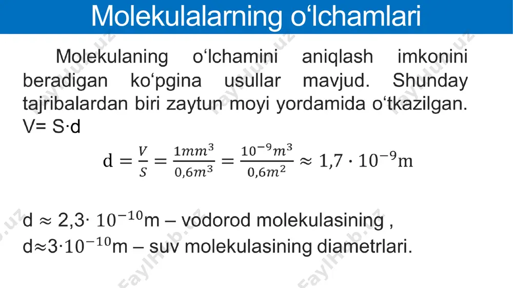 molekulalarning massasi va o‘lchami - Page 3