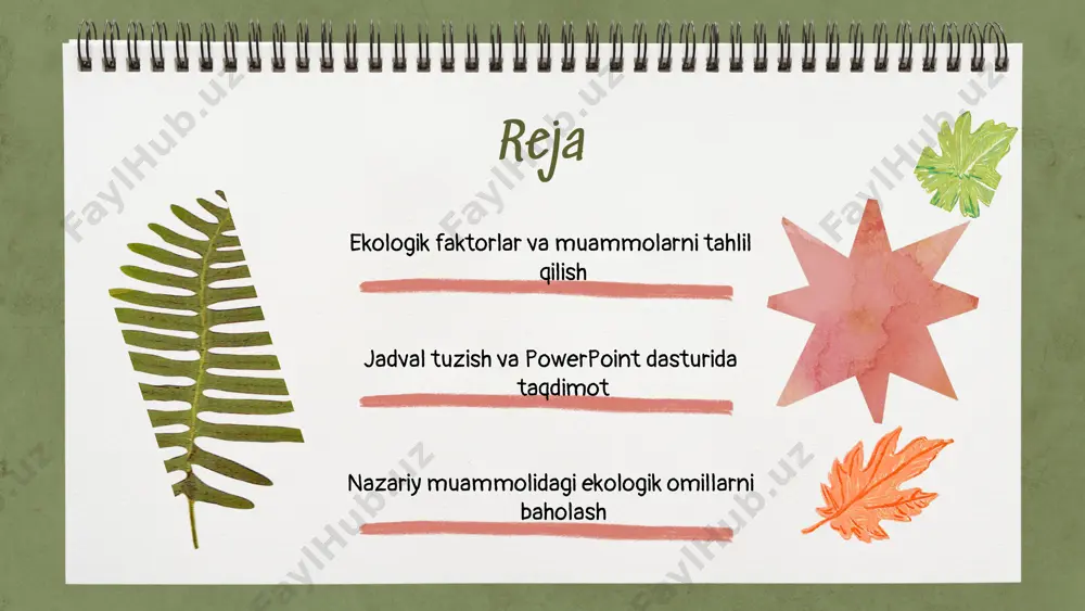 k faktorlar va muammolar o'rtasidagi munosabatlar ekologik bog'liqliklar swot tahlili muammolarni aniqlash ekologik faktorlar va muammolar o'rtasidagi munosabatlar ekologik tizimlar va inson faoliyati o'rtasidagi ta'sirni anglatadi. swot tahlili orqali ekologik muammolarni aniqlashda kuchli va zaif tomonlar, imkoniyatlar va tahdidlar o'rganiladi. ekologik omillarni tahlil qilish, ularning o'zaro bog'liqligini aniqlash orqali barqaror rivojlanishga erishish uchun muhimdir. kelajakdagi ekologik muammolar kelajak ekologik muammolarni oldini olish va hal etish uchun bir qator strategiyalar ishlab chiqilishi lozim. energiya manbalarini diversifikatsiya qilish, xususan, qayta tiklanadigan energiya manbalariga, masalan, quyosh va shamol energiyasiga o'tish muhimdir. shuningdek, chiqindilarni kamaytirish va ularni qayta ishlash jarayonlariga e'tibor qaratish zarur. jamiyatni ekologik masalalar bo'yicha xabardor qilish va ta'lim berish, kelajakdagi muammolarni oldini olishda muhim rol o'ynaydi. ekologik muammolarni bashorat qilish esa, ularni qanday hal qilishimizga ta'sir qiladi, shuning uchun ilgari surilgan strategiyalarni amalga oshirishda oldindan rejalashtirish zarur. strategiyalarni ishlab chiqish muammolarni bashorat qilish photo by markus spiske on unsplash photo by …