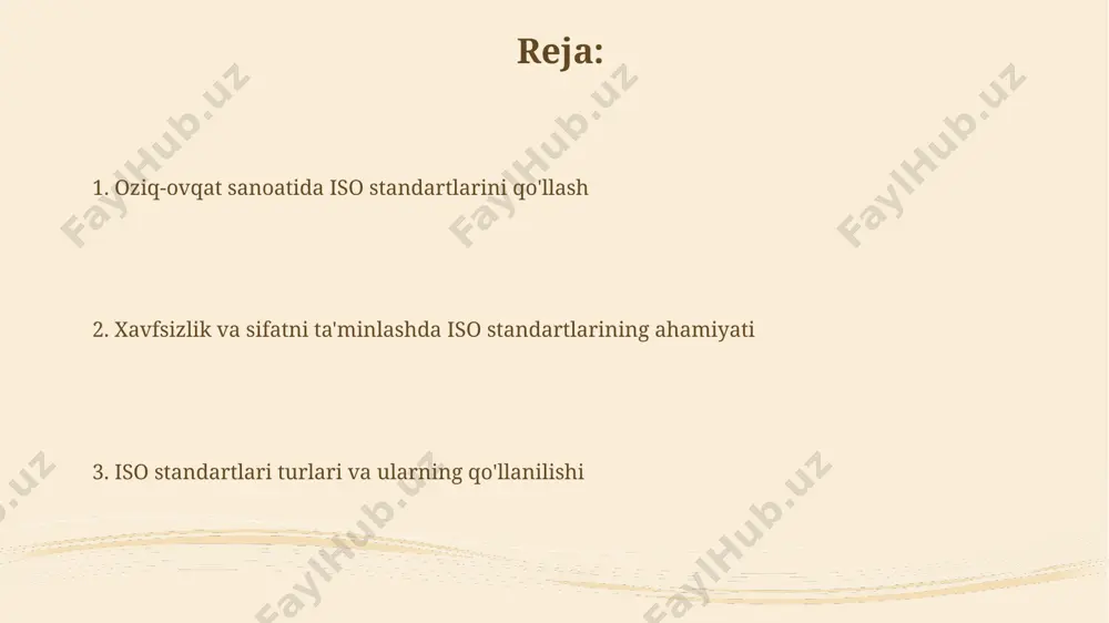 soblanadi va bu kompaniyalar uchun 30% gacha xarajatlarni tejashga yordam beradi. iso standartlarining afzalliklari va kamchiliklari iso standartlariga rioya qilish, 9001 standartiga muvofiq sifat menejmenti tizimini o'rnatish orqali, xitoy kabi yirik eksport bozorlariga kirishni osonlashtiradi, lekin bu sertifikatlash jarayoni ancha qimmatga tushishi mumkin. iso 22000 standarti oziq-ovqat xavfsizligini ta'minlashda muhim rol o'ynaydi, ularning 80% dan ortig'i dunyoning rivojlangan mamlakatlarida qo'llanilgan bo'lsa-da, kichik korxonalar uchun audit xarajatlari sezilarli bo'lishi mumkin. iso standartlari haqida umumiy ma'lumot iso standartlari 161000 dan ortiq xalqaro standartlarni o'z ichiga oladi va 164 mamlakatda qo'llaniladi, shu jumladan o'zbekistonda ham keng miqyosda qo'llanilmoqda. iso 22000 oziq-ovqat xavfsizligi menejmenti tizimiga oid standart bo'lib, xavf tahlilini va nazoratini o'z ichiga oladi va yevropa ittifoqi kabi mintaqalarda majburiydir. iso standartlariga muvofiqlikni ta'minlash usullari iso 9001 standarti bo'yicha sifat menejment tizimini sertifikatlash uchun, toshkentdagi laboratoriyalar iso/iec 17025 talablariga javob beradigan uskunalar va mutaxassislarga ega bo'lishi lozim. iso 22000 standartiga muvofiqlikni ta'minlash uchun, …