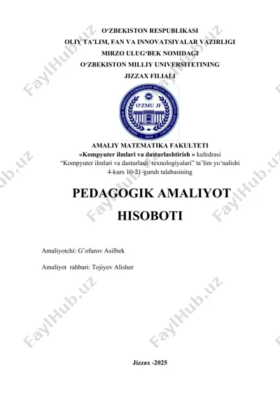 pedagogik amaliyot hisoboti — DOCX