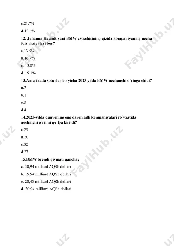 bmw kompaniyasi haqida mustaqil ish test savollari - Page 4