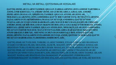metall va metall qotishmalar xossalari — PPTX