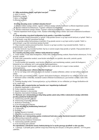 silliq muskulning qanday aqsil iplari mavjud? — DOCX