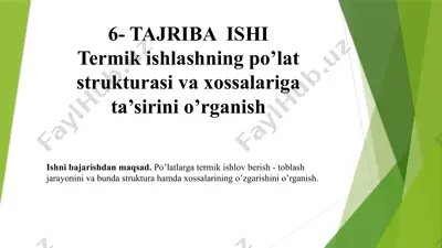 termik ishlovning po'lat strukturasini o'rganish — PPTX