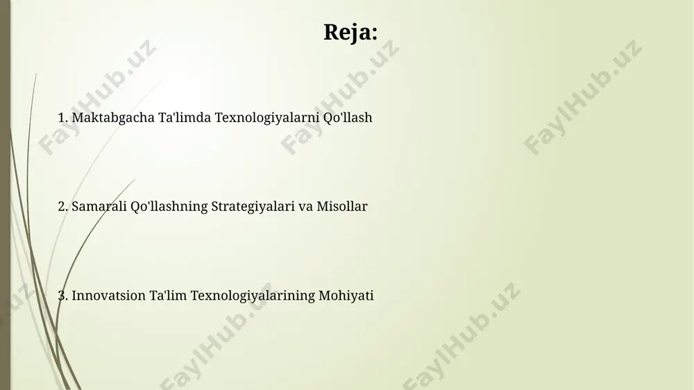 ol bo'lib, ma'lumotlarni 25% tezroq qabul qiladilar, bu esa bilim olish jarayonini yanada samarali qiladi. virtual va qo'shilgan reallik texnologiyalari 3-5 yoshli bolalar uchun interaktiv o'yinlar va ta'lim dasturlarining rivojlanishiga 20% gacha hissa qo'shishi mumkin, bu ularning bilimlarini mustahkamlashga yordam beradi. innovatsion texnologiyalarni qo'llashda xavfsizlik va muhofaza interaktiv o'yinlar va dasturlarni tanlashda, ularning yoshga mosligi va ta'lim mazmunining mosligi, shuningdek, 12 yoshgacha bo'lgan bolalar uchun mo'ljallangan bolalarga moslashtirilganligi muhim ahamiyatga ega. ekran vaqtini cheklash va to'g'ri holatda o'tirishni ta'minlash orqali, 60% gacha ko'rish muammolarini va 40% gacha umurtqa pog'onasi kasalliklarini oldini olish mumkin. innovatsion ta'lim texnologiyalarining mohiyati zamonaviy ta'lim texnologiyalari, masalan, onlayn platformalar va mobil ilovalar, o'qituvchilarga 100 dan ortiq bolalarni bir vaqtning o'zida ta'lim berish imkoniyatini beradi, individual yondashuvni ta'minlaydi. augmented reality (ar) va virtual reality (vr) texnologiyalaridan foydalanish bolalarning fazoviy fikrlashini rivojlantirishga va murakkab tushunchalarni osongina o'zlashtirishga yordam beradi, bu esa muvaffaqiyat darajasini 15-20% ga oshiradi. 3d printerlar …