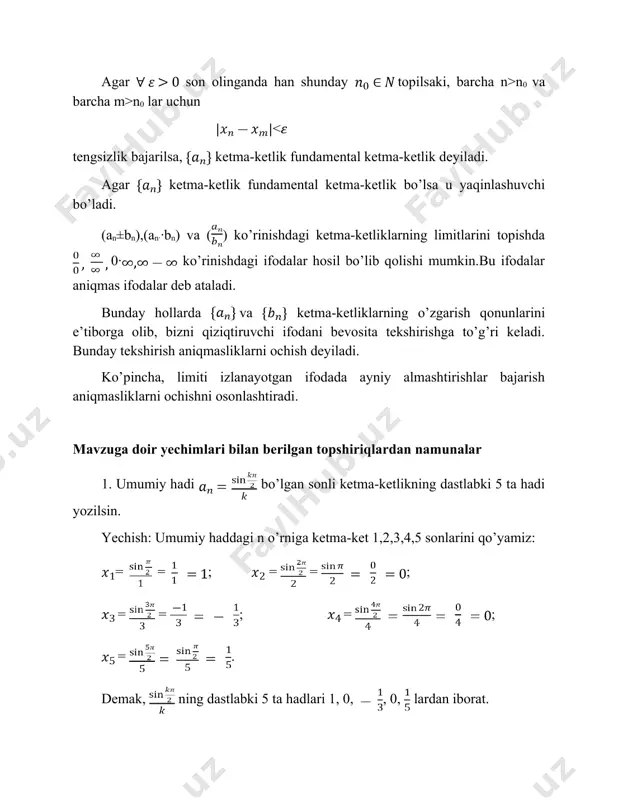 sonli ketma-ketlik va uning limiti - Page 5
