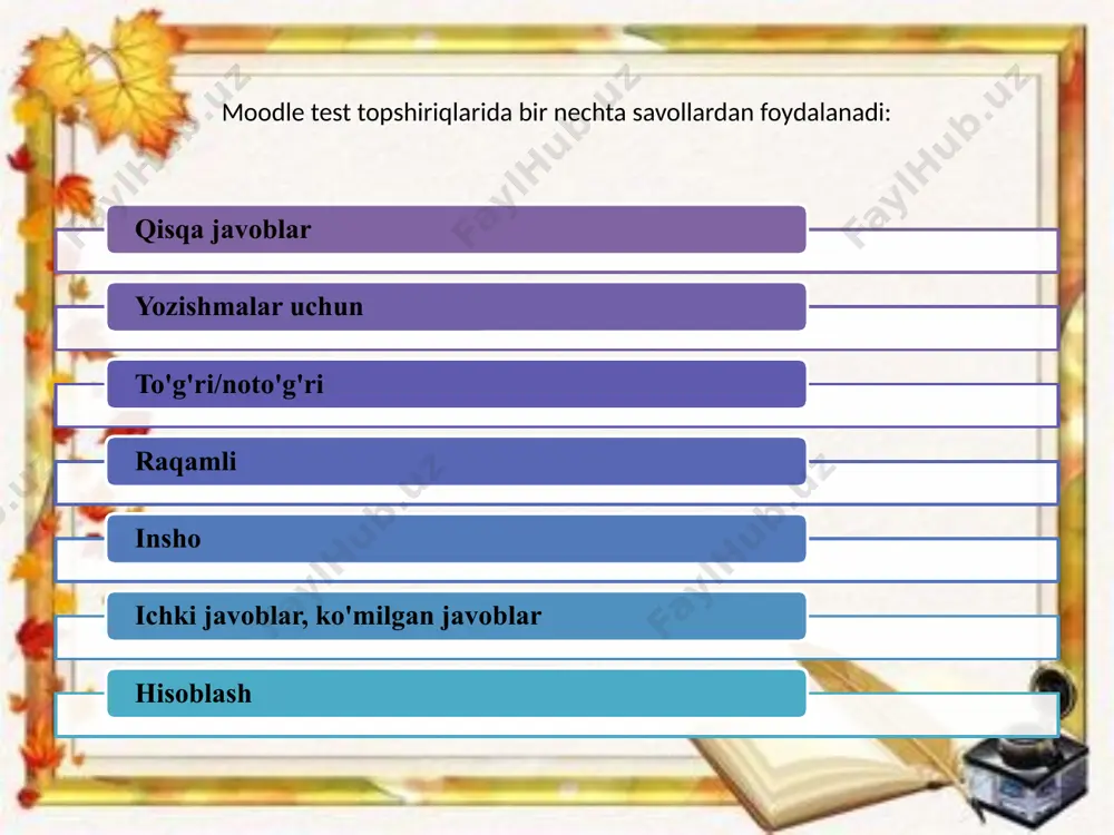 moodle test topshiriqlari tayyorlash uchun vaular - Page 4