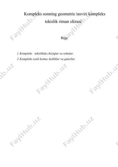 kompleks sonning geometrik tasviri kompleks tekislik riman sferasi — DOC