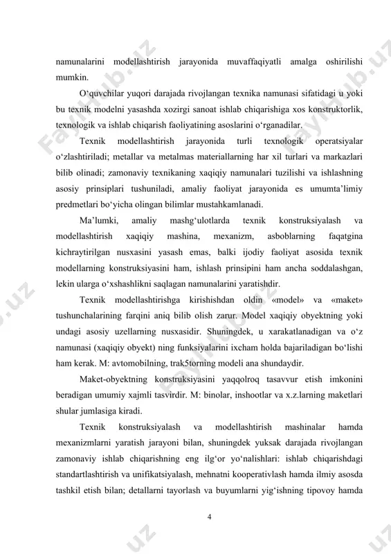 i. ishchilar mehnati tobora injenerlik-texnik xarakter kasb etayotgani, ratsionalizator va ixtirochilarning saflari o‘sib, ular kiritayotgan takliflarning samaradorligi ortayotganligi buning yaqqol ifodasidir. ratsionalizatorlar va ixtirochilar-ishchilar sinfining ilg‘or qismi bo‘lib, ular ijodiy fikrlaydigan, tinimsiz izlanadigan, mashina va mexanizmlarning yangi, eng tejamli konstruksiyalarni, yangi texnologik jarayonlarni yaratish eskilarni takomillashtirish bo‘yicha qimmatli takliflar kiritadigan kishilardir. texnik tafakkurni va mehnatga ijodiy munosabatni rivojlantirish yangi kishini‑yangi jamiyat quruvchisini tarbiyalashning eng muhim vazifalaridan biridir. ana shunday kishining yetishib chiqishida o‘quvchilarga umumiy ta’lim berishdan tashqari, ularning keng politexnik asosda unumli mehnatga ham jalb etadigan isloh qilingan maktab yetakchi rol o‘ynashi lozim. xozirgi sharoitda o‘quvchilarga politexnik ta’lim berish tabiatning maktab predmetlarida, avvalo tabiiy-ilmiy sikldagi predmetlarda o‘rganiladigan umumiy qonunlari, xozirgi ishlab chiqarishning asosiy tarmoqlari xaqida, eng tipik mashinalar, mexanizmlar, aparatlar va asboblarning tuzilishi hamda ishlash prinsiplari, shuningdek ulardan amalda foydalanish xaqida, asosiy materiallar va ularni qo‘llash, eng tipik texnologik jaranlar xaqida umumiy, ilmiy bilimlar va mehnatni ilmiy asosda tashkil qilish …