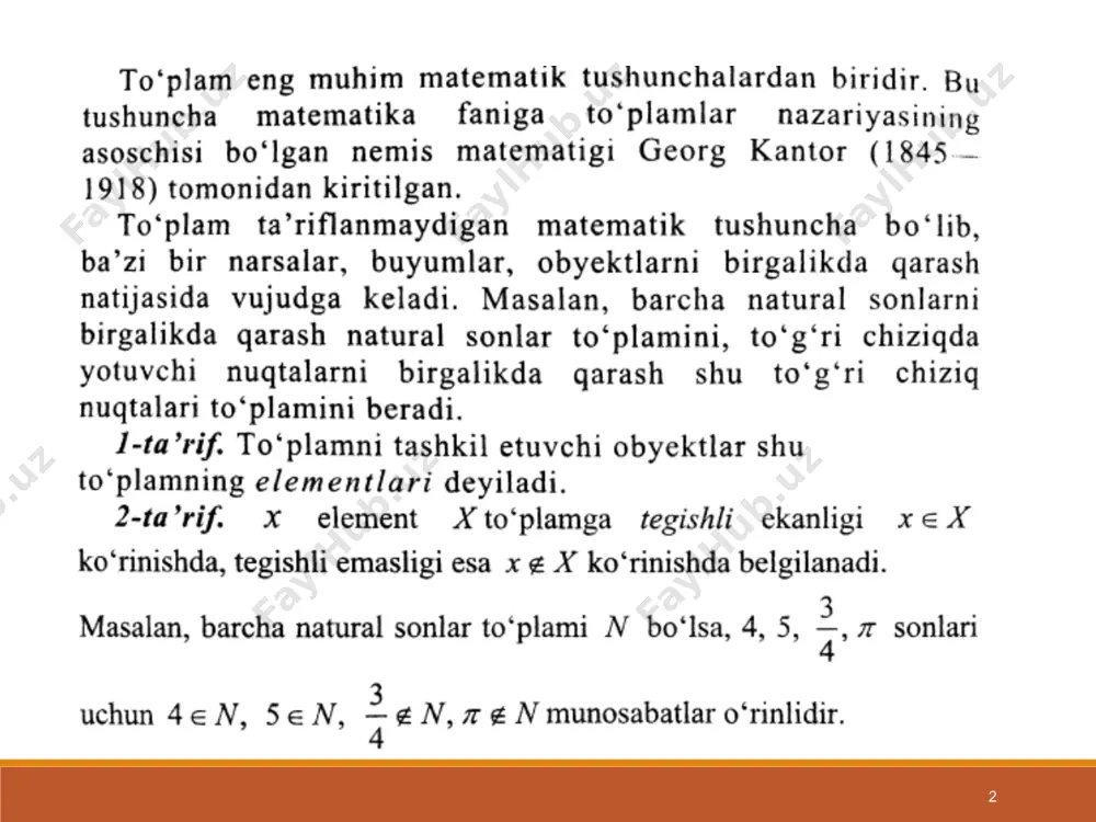 to'plam va ular ustida amallar - Page 2