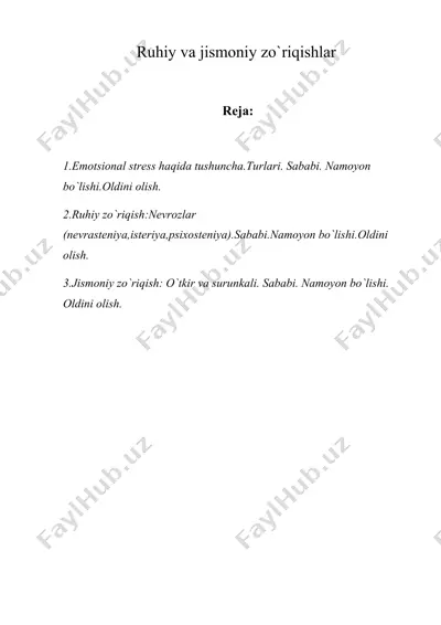 ruhiy va jismoniy zo`riqishlar — DOC