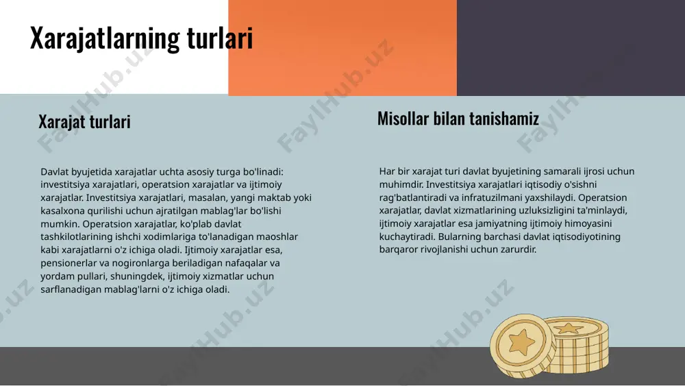 di. sog'liqni saqlash sohasida esa 30 foizga ko'paydi, bu esa muassasalar sonini va xizmatlar sifatini oshirishga olib keldi. samarali ijro misollari maktablar va shifoxonalar modernizatsiyasi orqali resurslar yanada samarali ishlatilmoqda. ta'lim sifatining oshishi va tibbiy xizmatlarga bo'lgan talabning qondirilishi bu jarayonlarning natijasidir. kelgusi imkoniyatlar samaradorlikni oshirish uchun davlat byujetidan ajratmalarni yanada optimallashtirish zarur. kelajakda innovatsion texnologiyalarni joriy etish orqali iqtisodiyotning turli sohalarida yanada samarali natijalarga erishish mumkin. xulosa va tavsiyalar iqtisodiyot sohalarida byujet ajratmalarini yanada samarali ijro etish uchun quyidagi tavsiyalarni keltirish mumkin: - **rejalashtirish jarayonini yaxshilash**: byujet ajratmalarining maqsad va vazifalar bilan aniq bog'lanishi. - **monitoring va nazoratni kuchaytirish**: har bir ajratma bo'yicha aniq ko'rsatkichlar va muddatlar belgilash. - **aholi va iqtisodiy subyektlar bilan muloqotni oshirish**: o'zgarishlar va ehtiyojlar haqida tezkor ma'lumot to'plash. muammolar va yechimlar: - **muammo**: byujet mablag'larining samarali taqsimlanmasligi. **yechim**: har bir sektor bo'yicha aniq ehtiyojlarni aniqlash va prioritizatsiya qilish. - **muammo**: nazorat va monitoring tizimlarining …