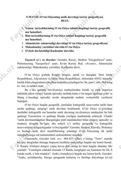 o‘rta osiyoning antik davrdagi tarixiy geografiyasi — DOCX