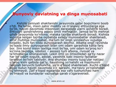 insoniy xususiyatlari va ehtiyotlariga doir — PPT