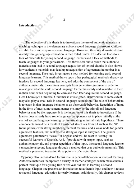 tionally, this chapter reviews the politics concerning the need for citizens proficient in more than one language in the united states. the u.s. government is currently in a situation where there is a strong need for proficient second language speakers. in order to address this 3 issue, authentic input is introduced as a viable method for the implementation of early foreign language classes in the united states schools. foreign language education that starts early will in turn lead to attainment higher proficiency levels of a foreign language for the nation’s citizens. in this first chapter i address the issue of the need for more early foreign language education programs in the united states. my argument in this chapter is that these programs need to start in our nation’s elementary schools at the earliest grade level possible in order for the united states citizens to attain superior proficiency in a second …