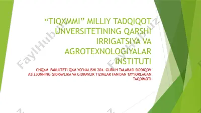 gidrostatik bosimni aniqlash. bosim o’lchov birliklari. bosim o’lchash asboblari — PPTX