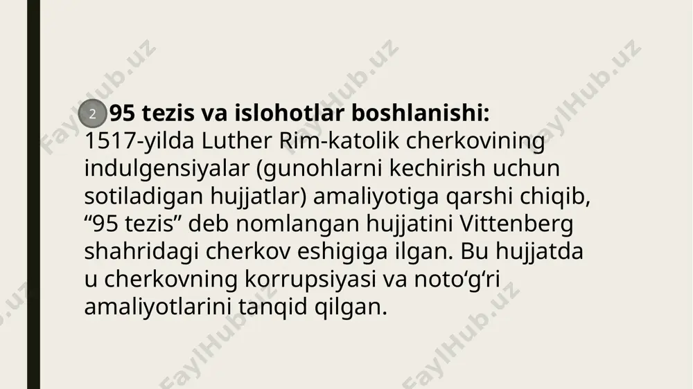 - o‘zbekiston milliy universitetining maxsus kurs ma’ruzalari, toshkent, 2019. 8. britannica ensiklopediyasi. "martin lyuter haqida maqola" (onlayn manba). image1.png image2.png image3.png /docprops/thumbnail.jpeg