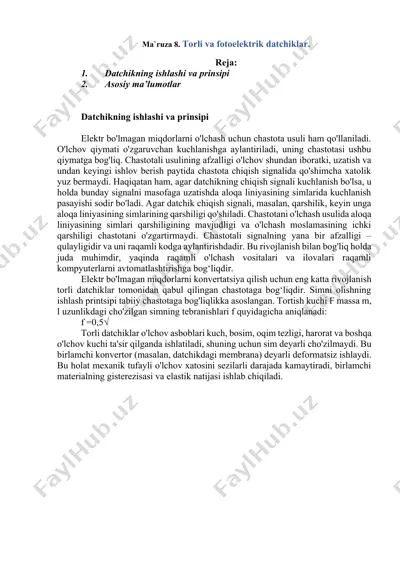 torli va fotoelektrik datchiklar — DOCX