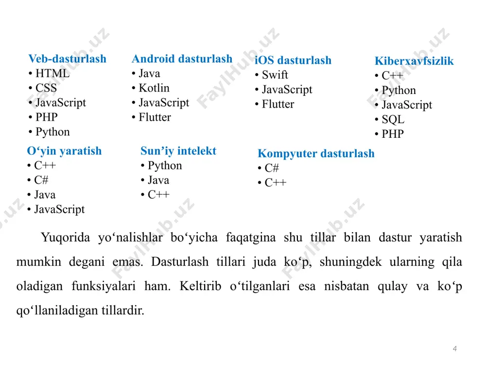 not to'plami. interfeysning texnik vositalari - tizim bilan muloqot o'tkazishda foydalanuvchi uchun zarur bo'lgan ma'lumotlarni va boshqaruv elementlarini aks ettirish vositalari. 18 dastur interfeysi - tizim komponentlari o'rtasida ma'lumot almashish uchun mo'ljallangan birlashtirilgan havolalar tizimi. dasturlash interfeysi protseduralar to'plamini, ularning parametrlarini va kirish usullarini belgilaydi. ma'lumotlarni uzatish interfeysi - ma'lumotlarni uzatishni ta'minlaydigan interfeys.uzatish usuliga qarab ketma-ket va parallel interfeyslar ajratiladi. uskuna interfeysi - signallarni o'zgartiruvchi va ularni bir uskunadan ikkinchisiga uzatuvchi qurilma (texnik vositalar majmuasi). jismoniy interfeys elektr aloqalari va signal xarakteristikalari to'plami bilan belgilanadi. interfeyslar tasnifi interfeys sinflari kichik sinflar boshqaruv turiga misollar simvolli buyruq interfeysi "savol javob“ buyruqlar qatori grafika oddiy grafik ekran shakllari boshqaruv tugmachalari 2d (wimp) menyu grafik boshqaruv elementlari uch o'lchovli to'g'ridan-to'g'ri manipulyatsiya (ob'ektga yo'naltirilgan) interfeyslar tasnifi ommaviy texnologiya foydalanuvchining axborotni avtomatik ravishda amalga oshirilayotganda qayta ishlashga ta'sir qilish qobiliyatini yo'q qiladi. bu tizimda ilgari to'plangan va paketga birlashtirilgan ma'lumotlar bo'yicha dastur tomonidan belgilangan operatsiyalar …