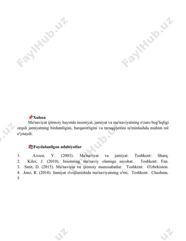 ma'nviyatning jamiyat hayotidagi o'rni - Page 5
