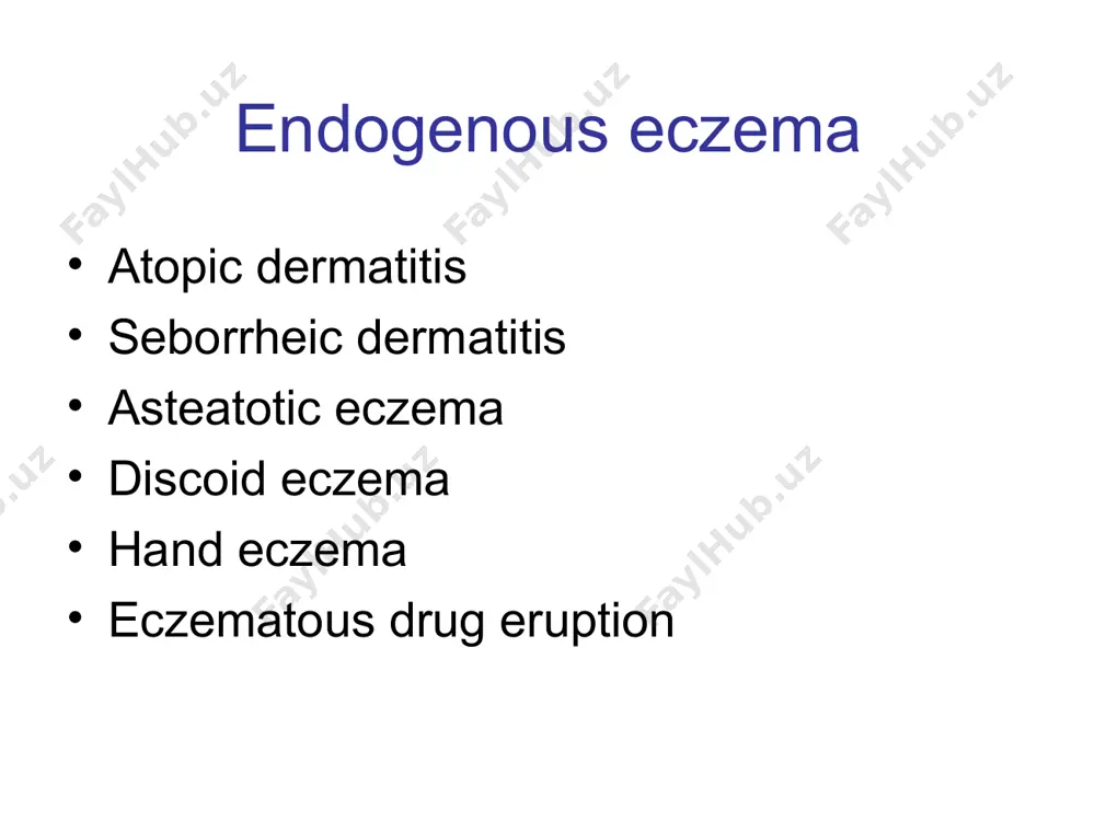 cells) pathophysiology complex interplay of 3 factors barrier dysfunction immunological environmental ceramide reduction barrier dysfunction increased proteases filaggrin deficiency climate environmental factors skin ph microbiome smoking pruritus immunological factors th2 cells th17 cells tregs ilc2 eosinophils mast cells * diagnostic features essential features pruritus eczematous dermatitis (acute, subacute, chronic) typical morphology and age-specific patterns facial, neck, and extensor involvement in infants and children current or previous flexural lesions at any age sparing of the groin and axillary regions chronic or relapsing history distribution age typical distribution 0-2 years erythematous papules and vesicles on cheeks, forehead, scalp 3-5 years more extensor involvement and transition towards chronic disease older children, adults flexural folds, face/neck, upper arms/back, hands, feet, fingers, toes * sever ad role of the laboratory laboratory testing not needed for most patients ige level not elevated in 5% to 37% numerous biomarkers, but none are reliable to distinguish atopic dermatitis …