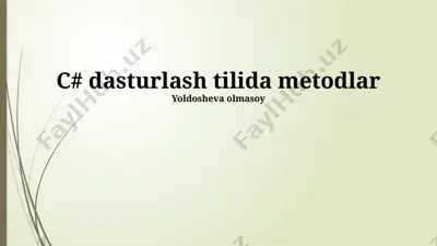 c# dasturlash tilida metodlar — PPTX